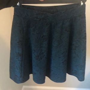 Blue and black floral skirt